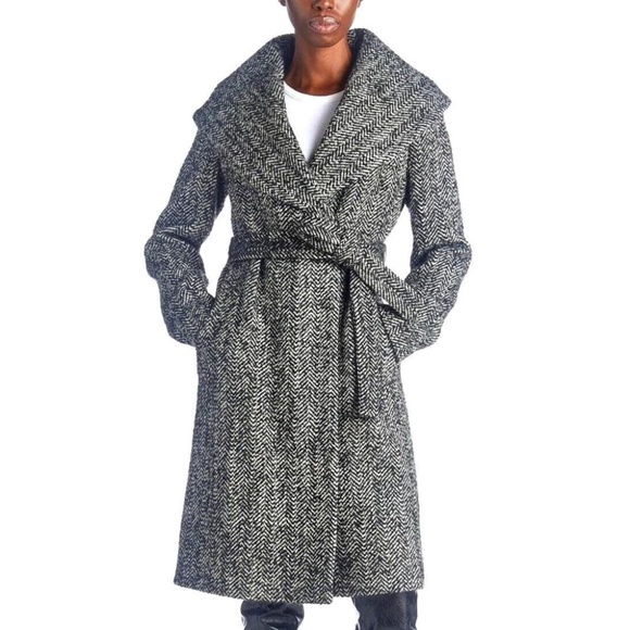 Donna Karan Jackets & Blazers - NWT Donna Karan Chevron Shawl-Collar Coat - size 12